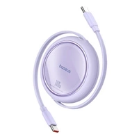 Kabel wysuwany Baseus Free2Draw Mini USB-C - USB-C 100W 1m - fioletowy
