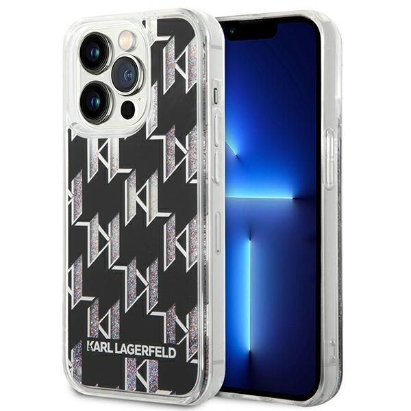 Etui KARL LAGERFELD Apple iPhone 14 Pro Max Liquid Glitter Monogram Czarny Hardcase
