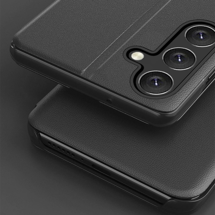 Eco Leather View Case etui do Samsung Galaxy S25 z klapką podstawka - czarne