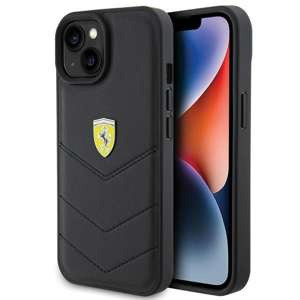 Etui Ferrari FEHCP15SRDUK iPhone 15 6.1" czarny/black hardcase Quilted Metal Logo Case