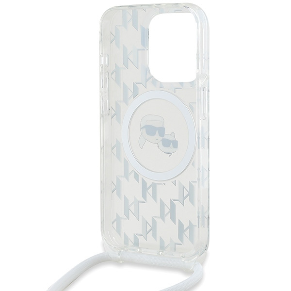 Etui Karl Lagerfeld KLHMP15LHCKCKLCT iPhone 15 Pro 6.1" transparent hardcase IML Crossbody Monogram Karl & Choupette Head MagSafe