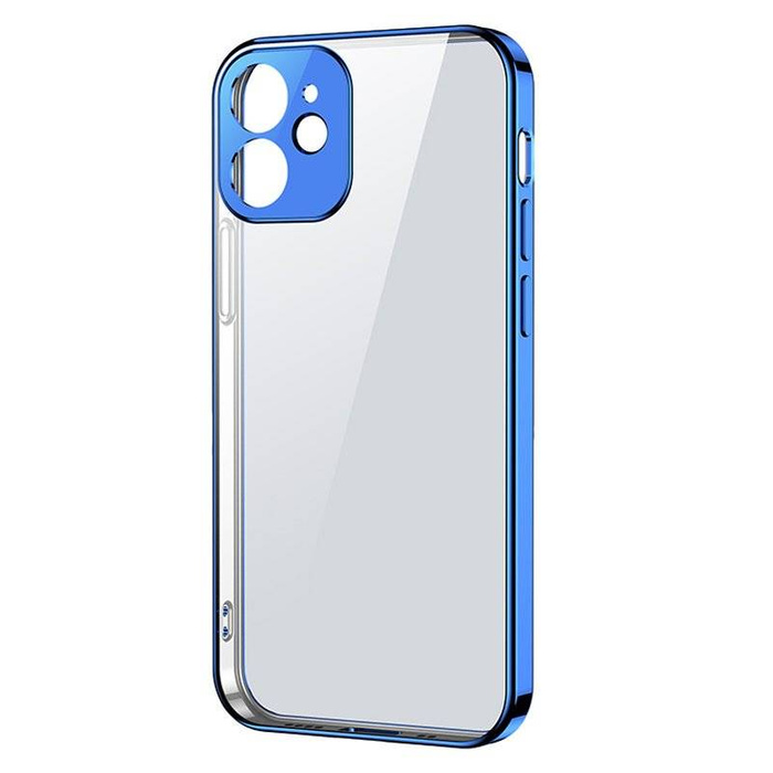 Joyroom New Beauty Series ultra cienkie przezroczyste etui z metaliczną ramką do iPhone 12 Pro Max ciemno-niebieski (JR-BP744)