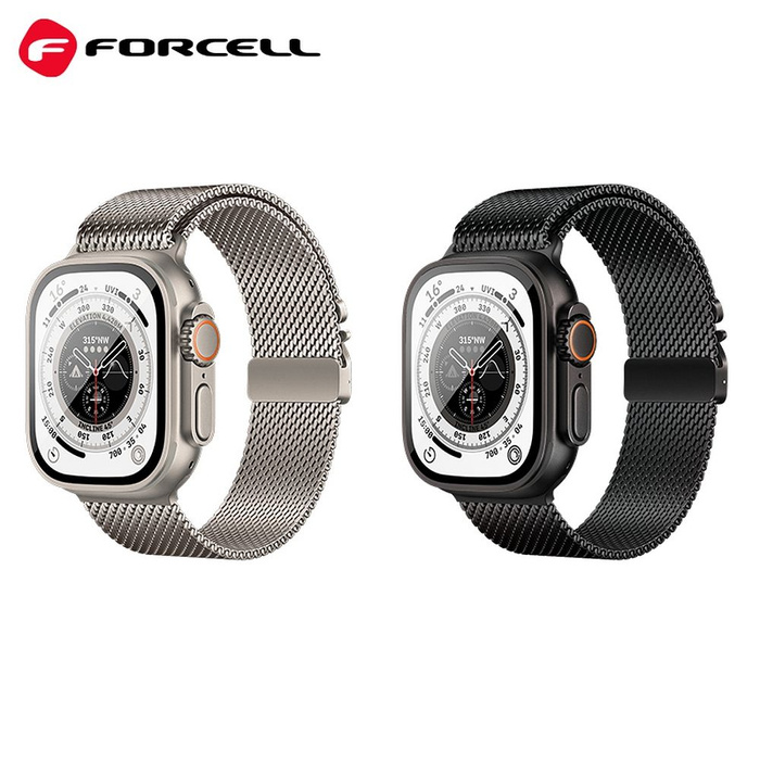 Pasek do Apple Watch Forcell F-Design FA11 zatrzask stal 42 / 44 / 45 / 49 mm czarny