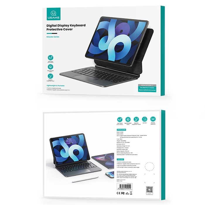 USAMS Etui ochronne z klawiaturą iPad Pro 12,9" czarny/black Miaoke Series IPP12MG01 (US-BH876)