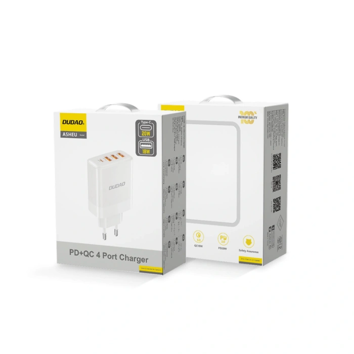 Ładowarka sieciowa Dudao A5HEU 3xUSB-A 1xUSB-C PD 20W QC3.0 18W+ 2x12W - biała