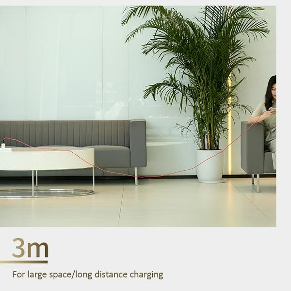 USAMS Kabel pleciony U41 Lightning Fast Charge 3m czerwony/red SJ397USB02 (US-SJ397)