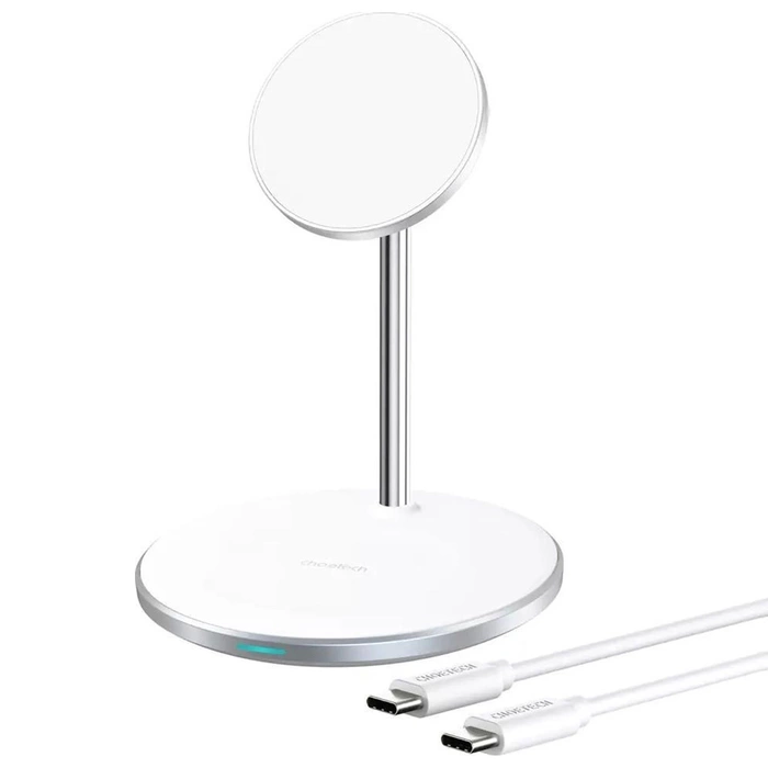 Choetech ładowarka bezprzewodowa Qi 15W do iPhone i AirPods uchwyt magnetyczny kompatybilny z MagSafe srebrny (T581-F)