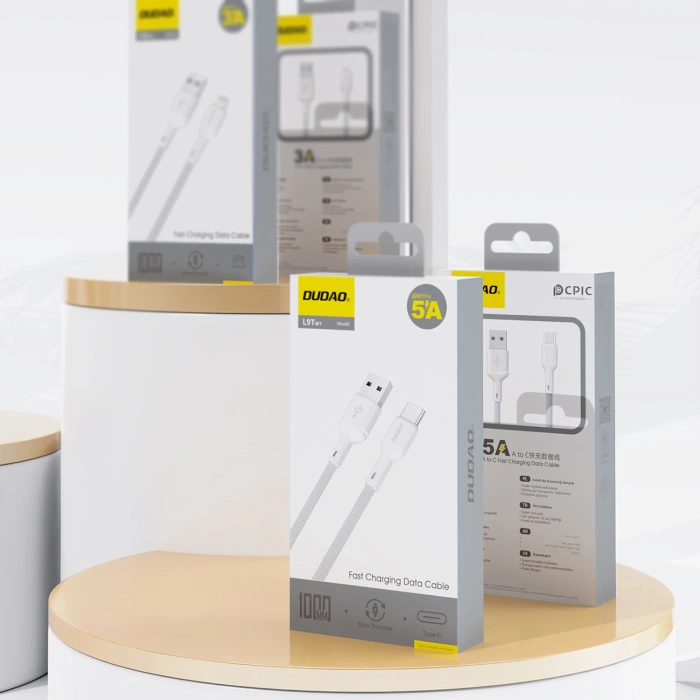 Kabel Dudao L9T 5A USB-A - USB-C 1m - biały