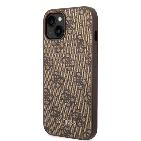 Etui Guess GUHCP15MG4GFBR iPhone 15 Plus 6.7" brązowy/brown hard case 4G Metal Gold Logo Case
