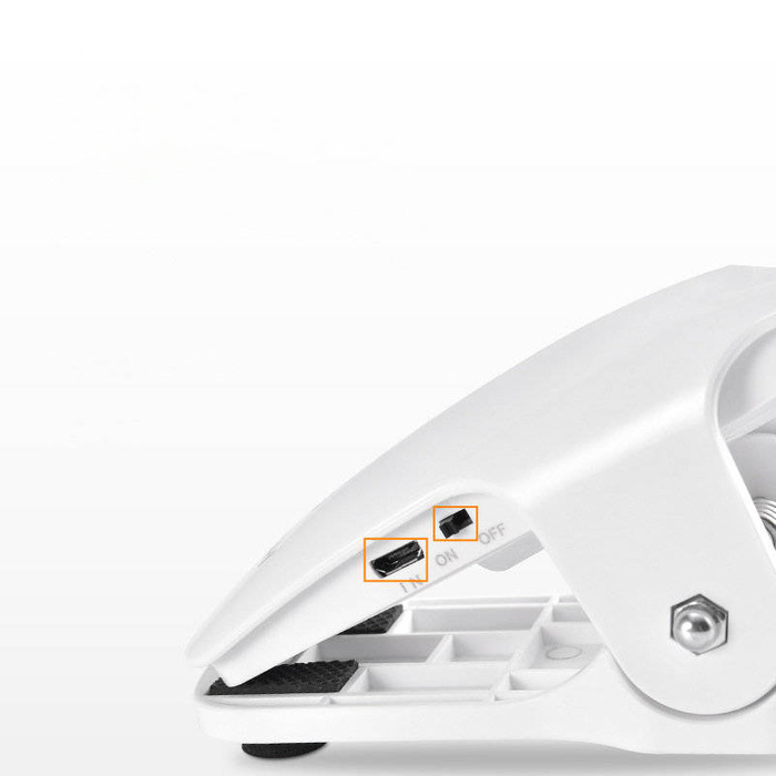 Bezprzewodowa lampka LED do czytania z klipsem + kabel micro USB biały