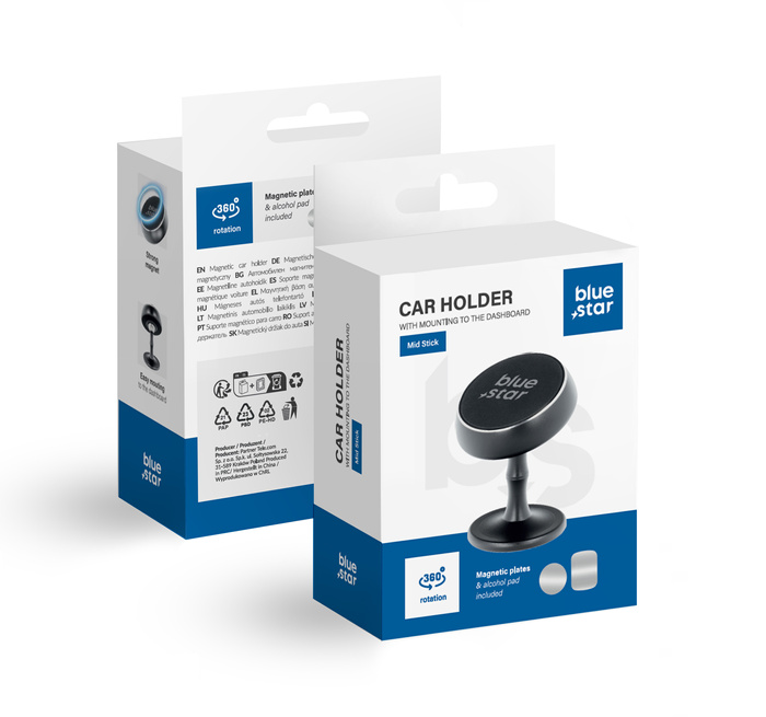 BLUE STAR magnetyczyny uchwyt samochodowy MID STICK do deski / biurka czarny