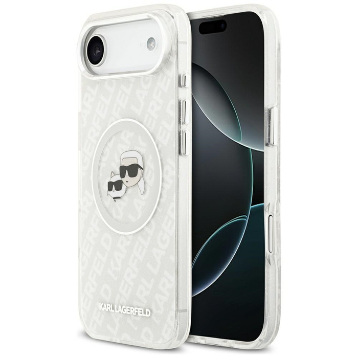 Etui Karl Lagerfeld IML Glitter Karl &   Choupette Heads Logo MagSafe do iPhone Air szary