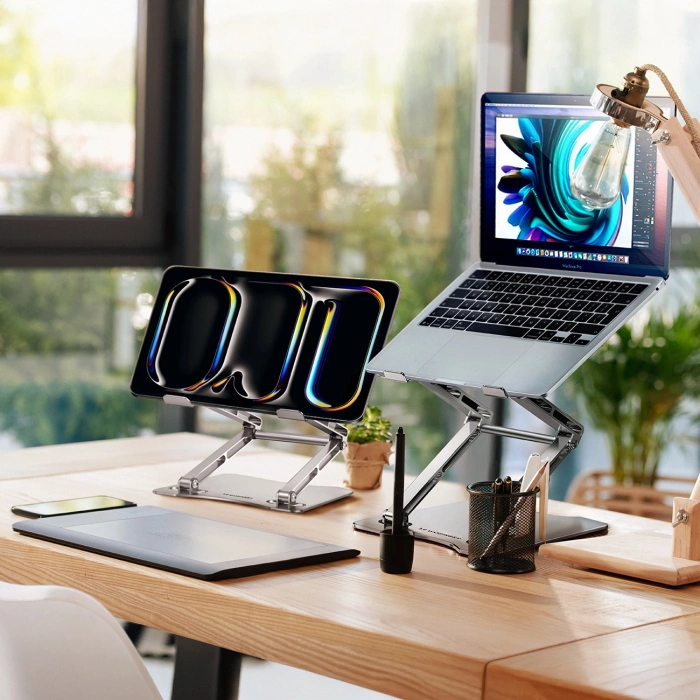 Podstawka pod laptopa Wozinsky WRS-CPY75DSS aluminiowa + Gratis! podstawka do smartfona - srebrna