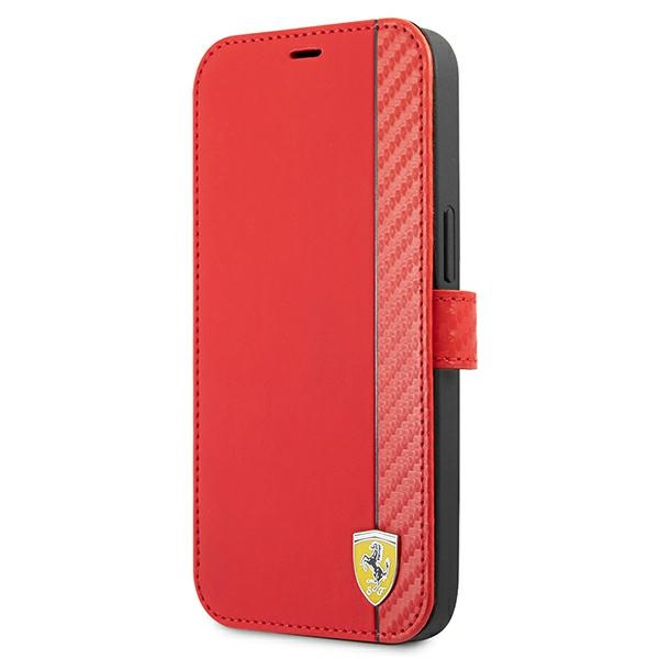 Etui FERRARI Apple iPhone 13 13 Pro Book On Track Carbon Stripe Czerwony Case
