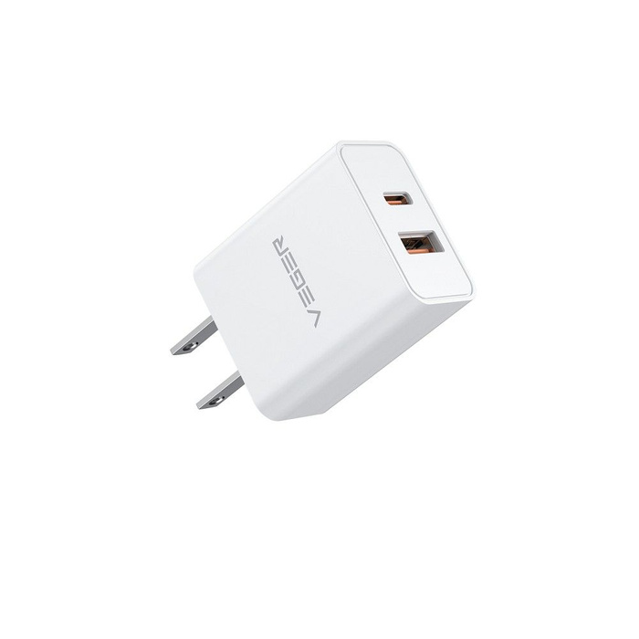 Ładowarka sieciowa do telefonu VEGER USB A + Typ C PD QC3.0 3A 30W VLS302U biała
