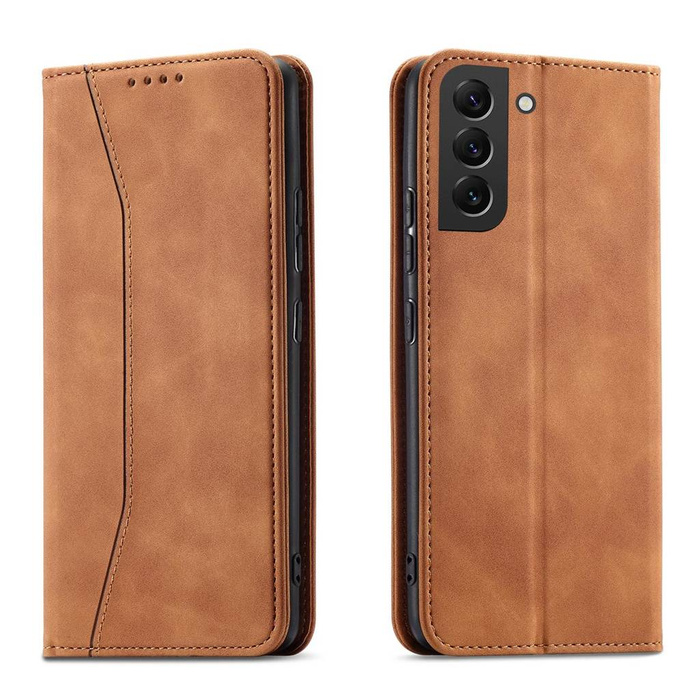 Magnet Fancy Case etui do Samsung Galaxy S22+ (S22 Plus) pokrowiec portfel na karty kartę podstawka brązowy