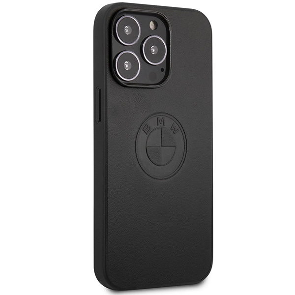 Etui BMW BMHCP13LREELK iPhone 13 Pro / 13 6.1" czarny/black hardcase Leather Emboss
