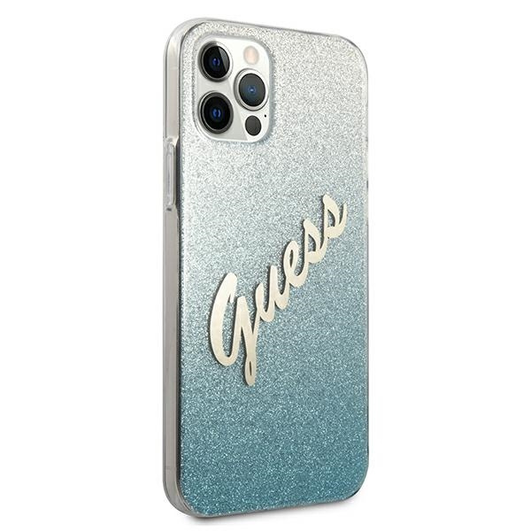 Etui GUESS Apple iPhone 12 Pro Max Glitter Gradient Script Niebieski Hardcase