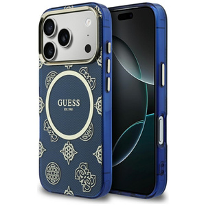 Etui Guess IML Peony Dot MagSafe do      iPhone 17 Pro niebieski