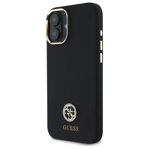Etui Guess iPhone 16 czarny/black hardcase Silicone Logo Strass 4G