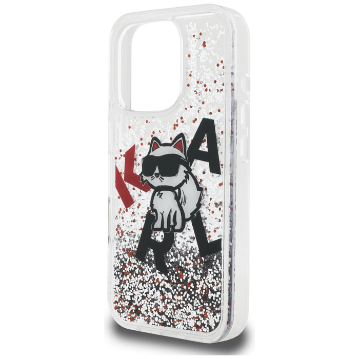 Etui Karl Lagerfeld Liquid Glitter       Choupette Logo do iPhone 16 Pro Max przezroczysty