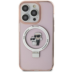 Etui Karl Lagerfeld KLHMP15SHMRSKCP iPhone 15 6.1" różowy/pink hardcase Ring Stand Karl&Choupettte MagSafe Case
