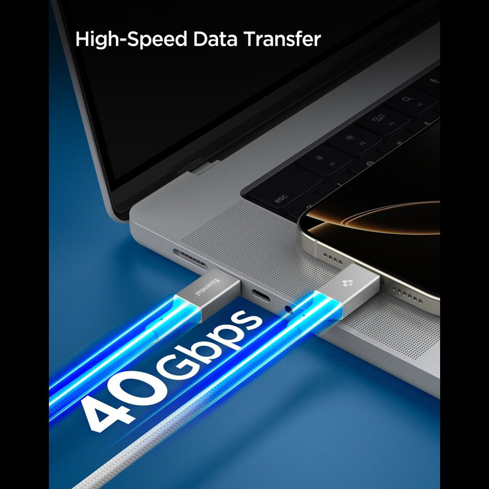 KABEL USB-C SPIGEN EB24015CC ESSENTIAL 240W 150CM BIAŁY