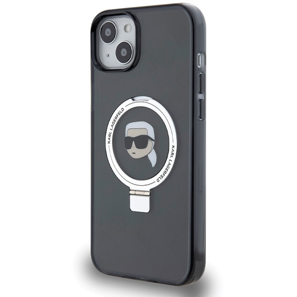 Etui Karl Lagerfeld KLHMP15SHMRSKHK iPhone 15 6.1" czarny/black hardcase Ring Stand Karl Head MagSafe Case