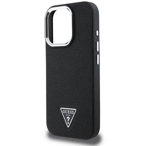 Etui Guess iPhone 16 Pro czarny/black hardcase Grained Triangle MagSafe