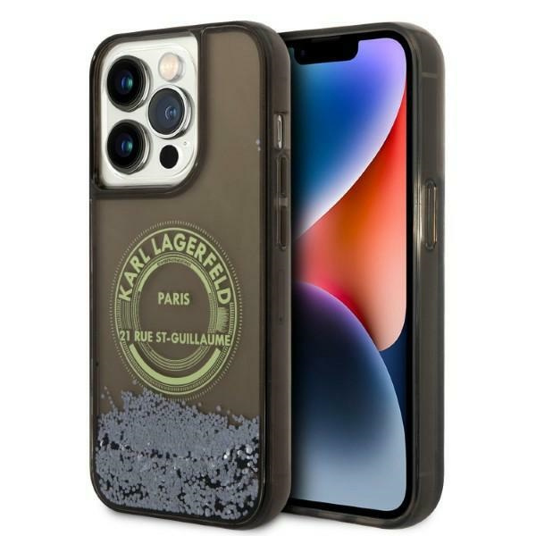 Etui KARL LAGERFELD Apple iPhone 14 Pro Liquid Glitter RSG Czarny Hardcase