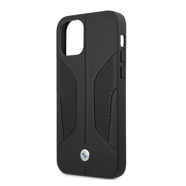 Etui BMW Apple iPhone 12 Pro Max Leather Perforate Sides Czarny Hardcase