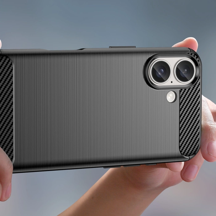 Etui silikonowe Carbon Case do iPhone 16 - czarne