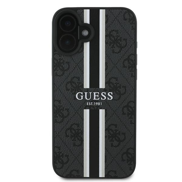 Etui Guess iPhone 16 Plus czarny/black MagSafe 4G Printed Stripes