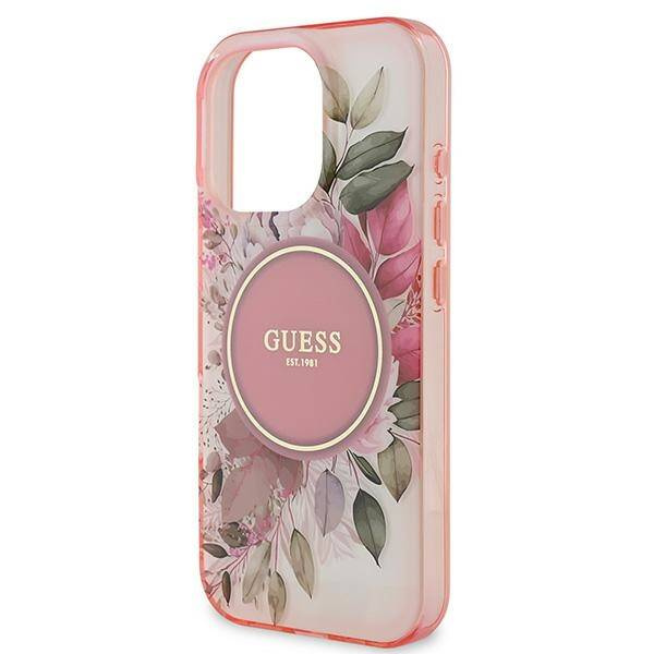 Etui Guess iPhone 16 Pro Max 6.9" różowy/pink hardcase IML Flower & Tonal Circle MagSafe