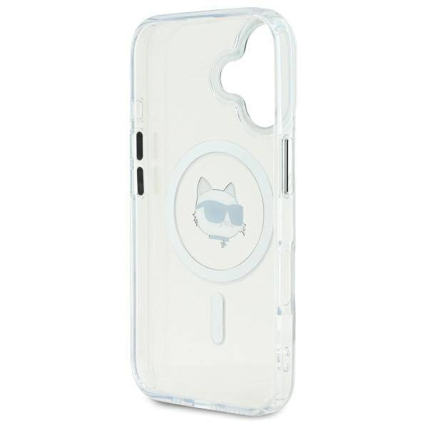 Etui Karl Lagerfeld iPhone 16 6.1" biały/white hardcase IML Metal Choupette Head MagSafe