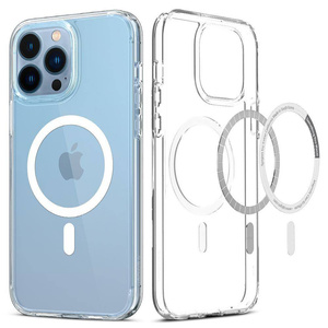 Etui Spigen iPhone 13 Pro Ultra Hybrid Mag Magsafe Bezbarwny Case + Szkło Hartowane Spigen Glas.tr Slim