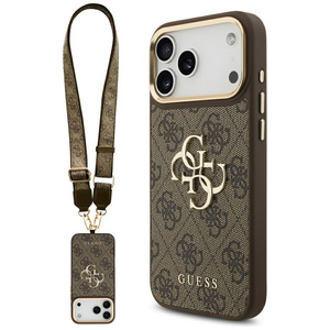 Etui Guess 4G Big 4G Classic Logo Big Strap Metal Buttons do iPhone 17 Pro Max brązowy