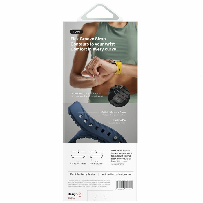 Pasek UNIQ Fluo Apple Watch 49/46/45/44/42/41/40mm Magnetic Żółty