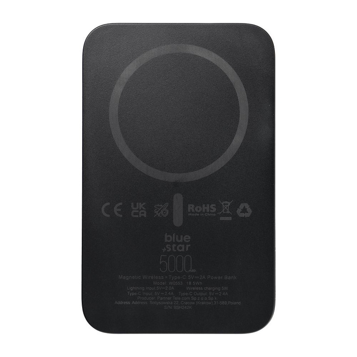 Powerbank zgodny z MagSafe Blue Star 5000 mAh 2A 5W W0553 czarny
