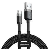 Baseus Cafule Cable wytrzymały nylonowy kabel przewód USB / micro USB QC3.0 2.4A 0,5M czarno-szary (CAMKLF-AG1)