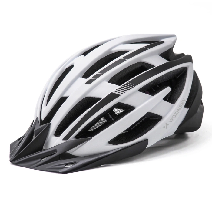 Kask rowerowy MTB Wozinsky z tylną lampką USB L - czarno-biały