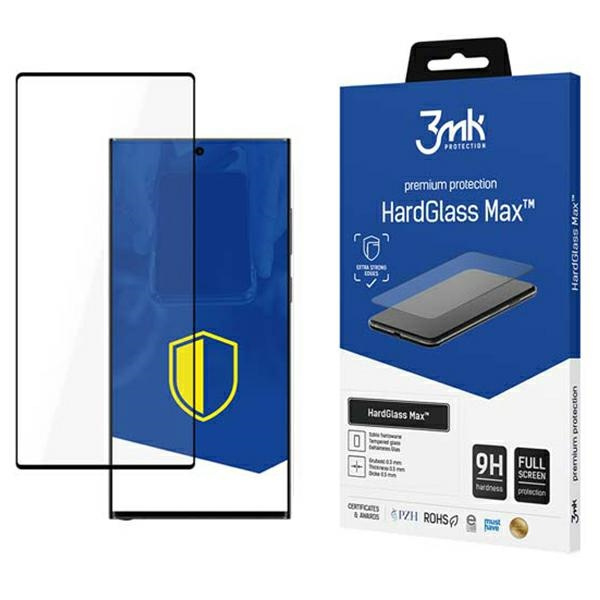3MK HardGlass Max Sam S23 Ultra czarny/black Fullscreen Glass Finger Print