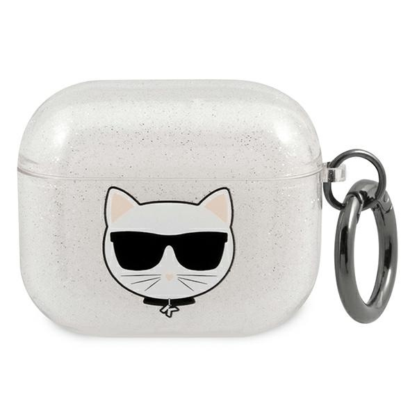 Etui KARL LAGERFELD Apple AirPods 3 Glitter Choupette Srebrny Case