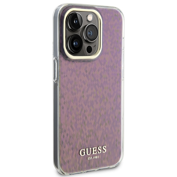 Etui Guess GUHCP15XHDECMP iPhone 15 Pro Max 6.7" różowy/pink hardcase IML Faceted Mirror Disco Iridescent Case