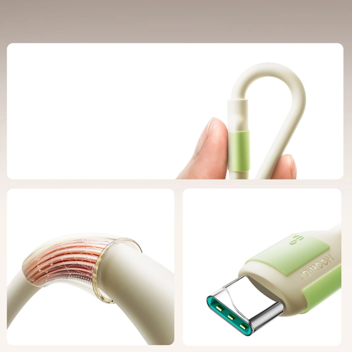 Kabel Joyroom S-A53 3A USB-A - USB-C z fluorescencyjną końcówką 2 m - beżowy