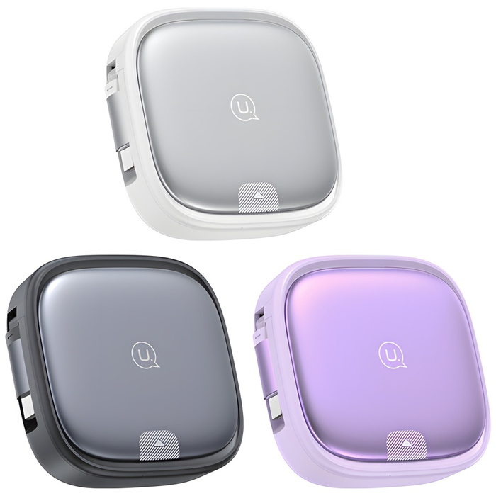 USAMS Kabel rozwijany 3w1 z pudełkiem MicroUSB/USB-C/Lightning 60W fioletowy/purple SJ650USB03 (US-SJ650)