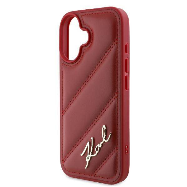 Etui Karl Lagerfeld iPhone 16 6.1" czerwony/red hardcase Diagonal Quilted Script