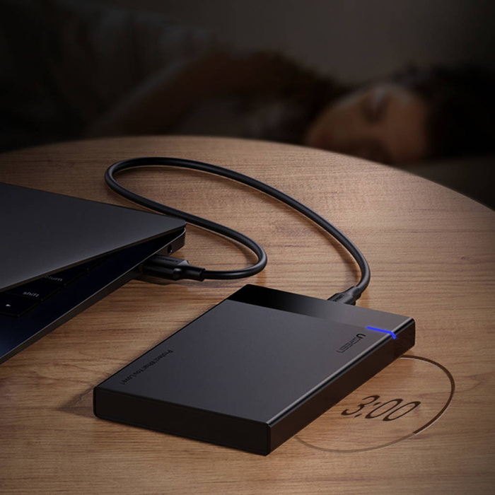 Ugreen kieszeń na dysk HDD SSD obudowa dysku SATA 2,5'' USB 3.2 Gen 1 (5 Gbps) USB Typ C + kabel 0,5 m czarny (US221 50743)