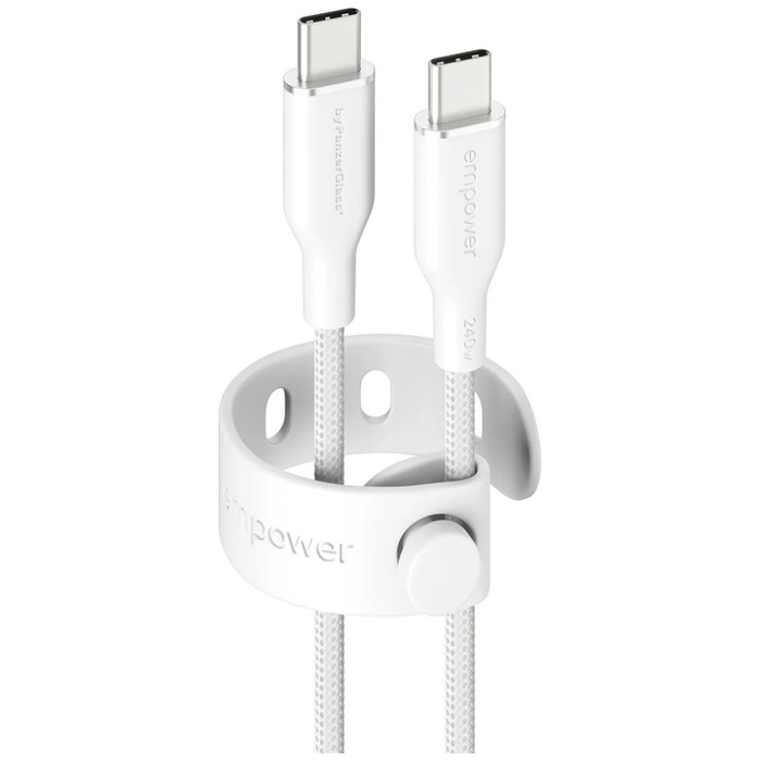 Kabel empower by PanzerGlass Racing 240W USB-C do USB-C 1.2m srebrno-czarny