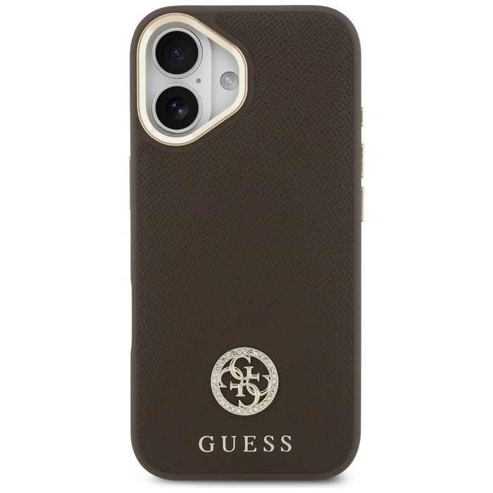 Etui Guess Grained Strass Logo MagSafe   do iPhone 17 brązowy
